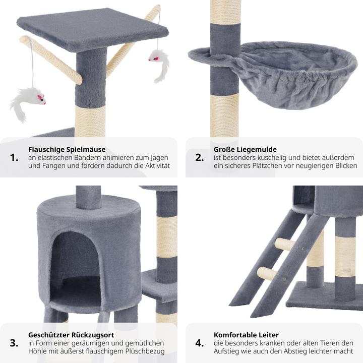 Image du produit tectake Arbre à chat Dominik (144 cm, Gris)