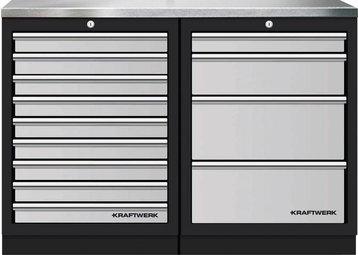 Kraftwerk Mobilio 2er Kombi, Edelstahl, 4 & 9 Schubladen (45.80 cm, 91 cm)
