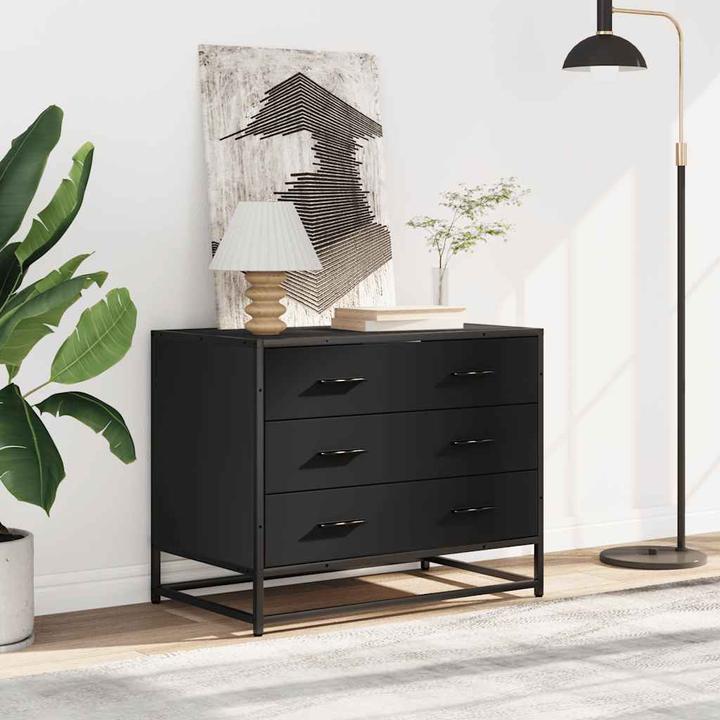 Actual product image VidaXL Black drawer unit 70x41x56 cm Wood-based drawer chest