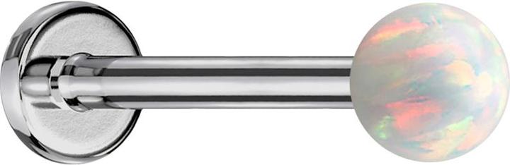 Star Piercing Micro Labret silber mit Kugel Opal weiss (ohne Messing, Titan G23)