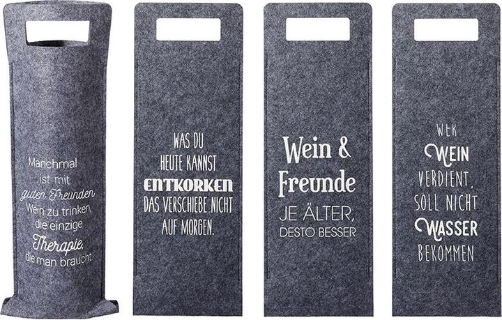 Actual product image G. Wurm Flaschentasche Wein mit Spruch Filz 41x14,5cm grau (Bag, 1 x)