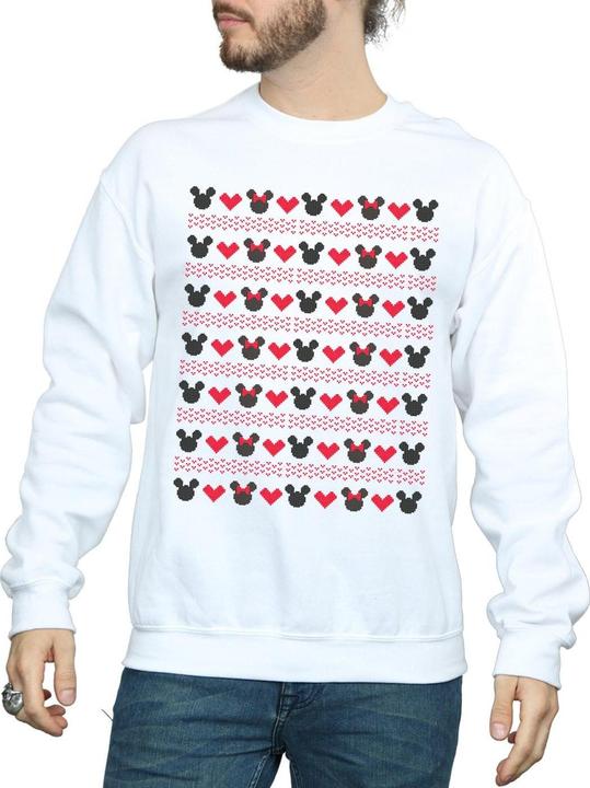 Actual product image Disney Mens Mickey And Minnie Christmas Hearts Sweatshirt (S)