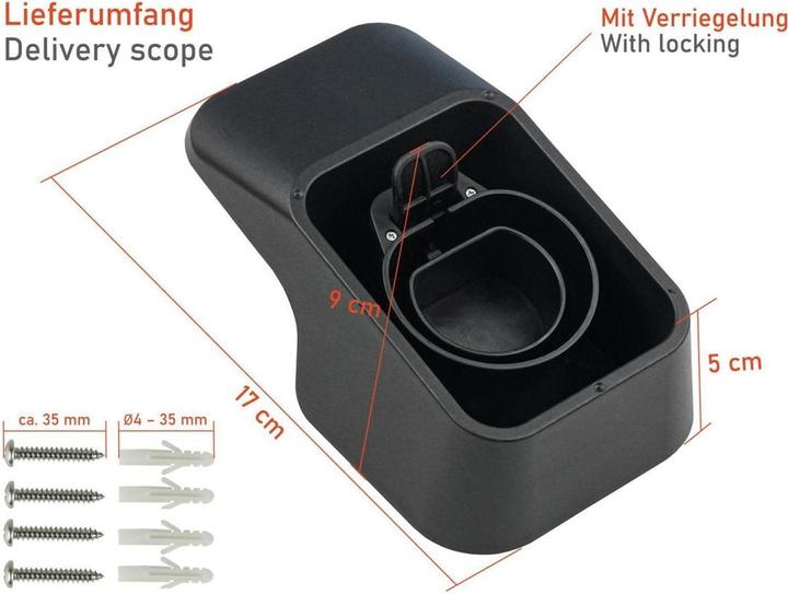 Image du produit Kabelmeister Support mural avec porte-câble intégré pour les câbles de recharge de type 2 pour voitures