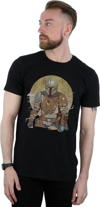 Actual product image Star Wars Mens The Mandalorian Distressed Warrior T-Shirt (XL)