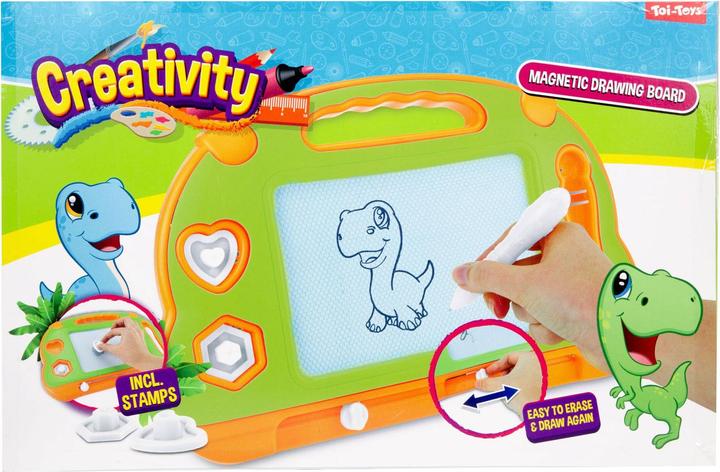 Actual product image Toi-Toys Creativity Magnetic drawing board Dino with pen and shapes