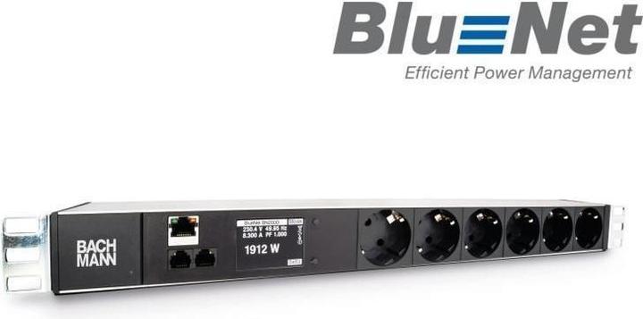 Produktbild Bachmann Bach 19" PDU 1HE 6-fach Schutzk. 2m Monitored TCP/IP