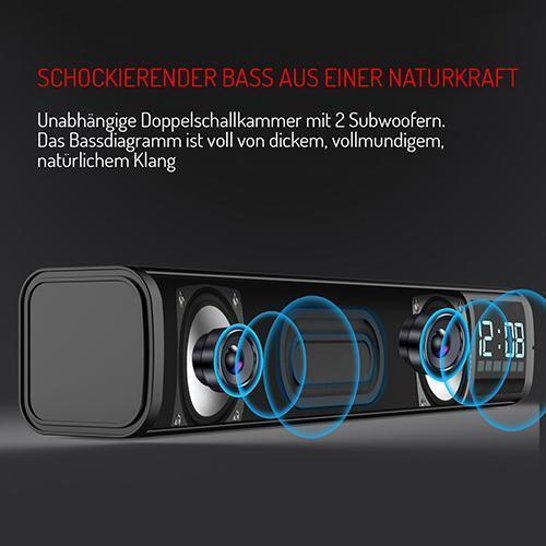 Image du produit Adler AD 1191 Haut-parleur d'horloge, noir (15 h, Fonctionnement sur batterie, Alimentation via port USB)
