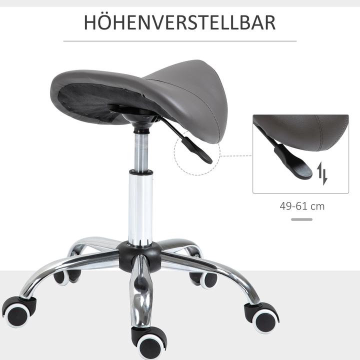 Image du produit Homcom Tabouret de selle avec roulettes en nylon