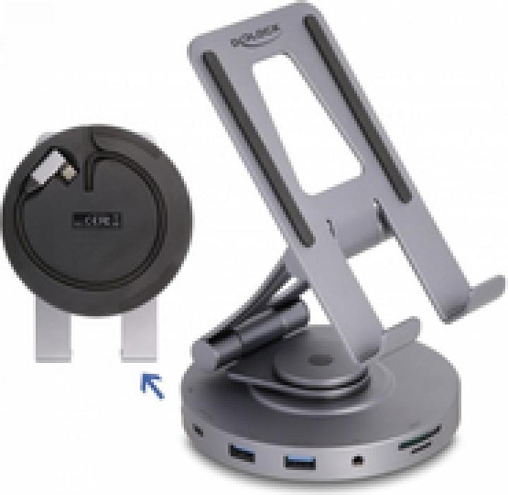 Delock Tablet und Notebook Dockingstation 4K mit integrierter Halterung - HDMI / USB / Hub / SD / Mi (USB-C, 2 Ports)