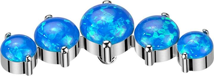 Image du produit Star Piercing Dermal Anchor courbé argent cinq opales bleu (sans laiton, Titane G23)