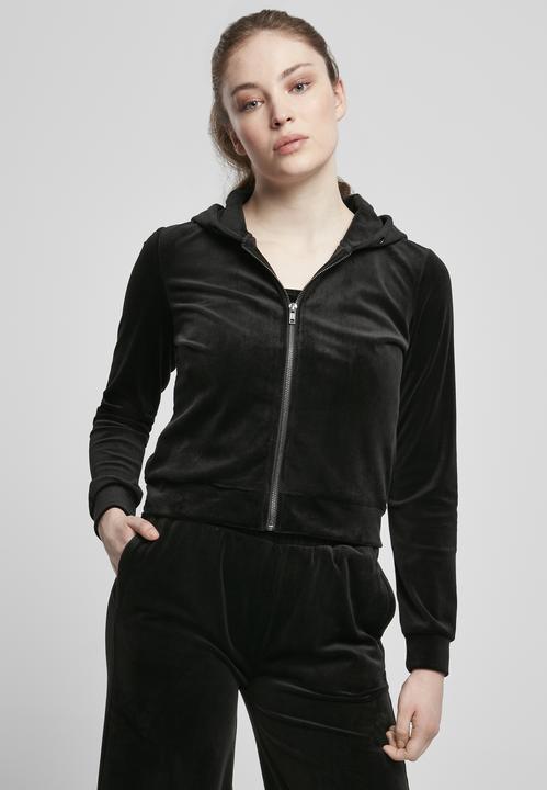 Image du produit Urban Classics Ladies Short Velvet Zip Hoody (XL)