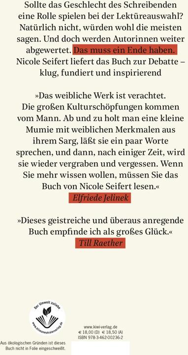 Produktbild Frauen Literatur (Deutsch, Nicole Seifert, 2021)