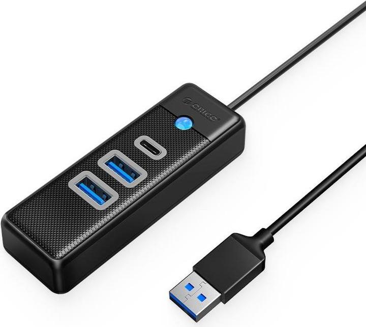 Produktbild Orico Hub Adapter USB to 2x USB 3.0 + USB-C, 5 Gbps, 0.15m (Black) (USB-C, 3 Ports)