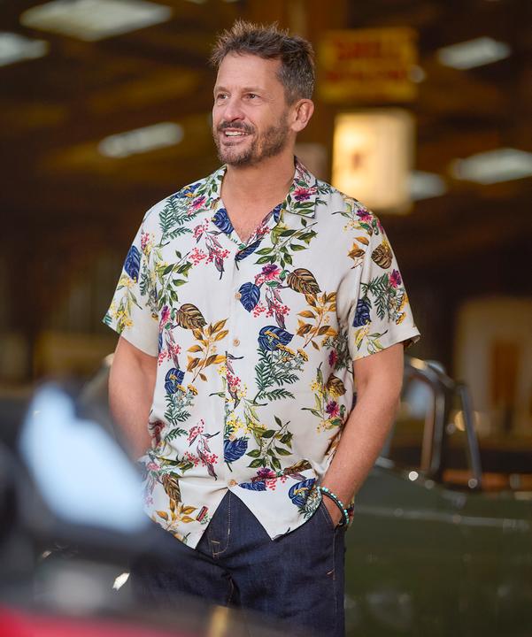 Actual product image Joe Browns Botanical Print Revere Collar Shirt (S)