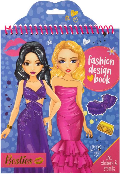 Actual product image Besties Fashion Design Colouring Book with Stickers, 20 sheets