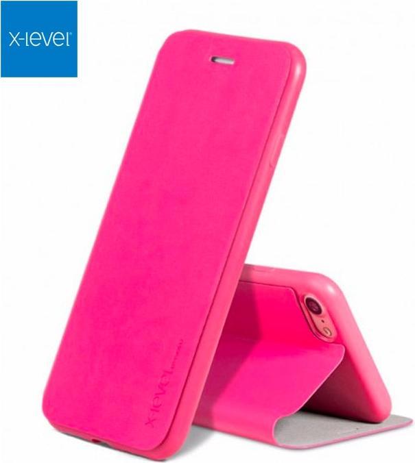 Produktbild X-Level iPhone Xr - FIBColor Flip Etui, Kunstleder, 360° Rundumschutz, Pink (Apple iPhone XR)