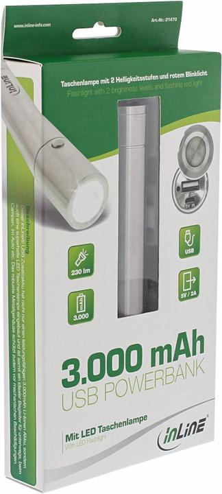 Produktbild InLine USB Zusatzakku PowerBank 3000mAh (3000 mAh, 11.10 Wh)