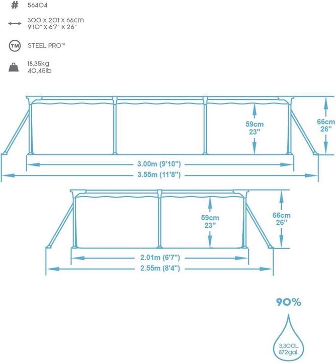Produktbild Bestway Swimming Pool Steel Pro rechteckig (300 x 201 x 66 cm)