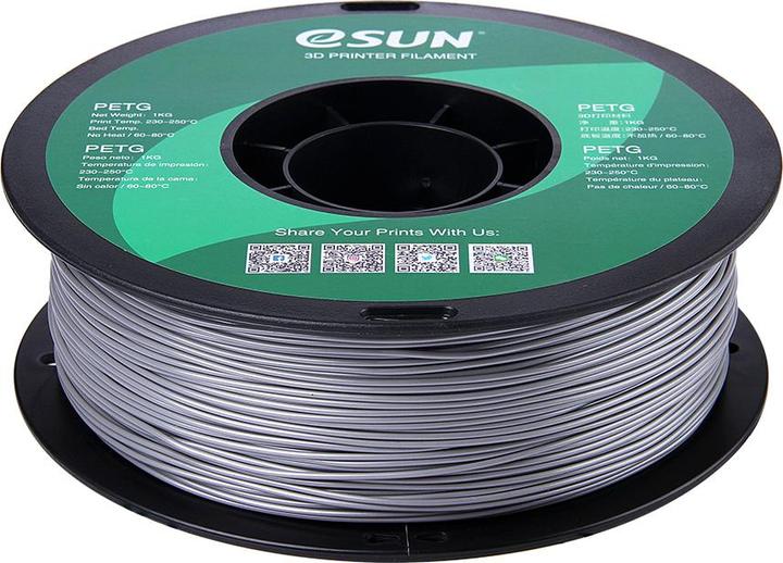 Produktbild eSUN PETG 1,75mm Solid Silver 1kg 3D Filament (PETG, 1.75 mm, 1000 g, Grau)