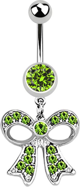 Actual product image Star Piercing Banana silver with light green mesh pendant (Surgical steel 316L)
