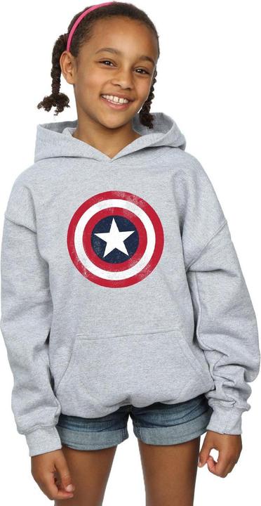 Produktbild Captain America Distressed Shield Kapuzenpullover Mädchen (140, 146)