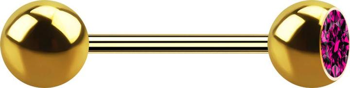 Image du produit Star Piercing Micro Barbell plaqué or avec boule et cristal boule fuchsia (Acier chirurgical 316L, sans laiton)