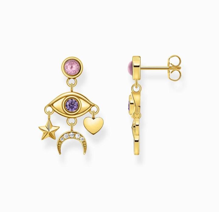 Produktbild Thomas Sabo Ohrhänger Auge mit bunten Steinen vergoldet (925er Silber)