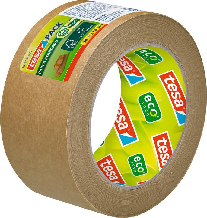 Image du produit tesa tesapack Ruban d'emballage PAPER STANDARD - 56 % de matériau biosourcé - recyclable (50 mm)