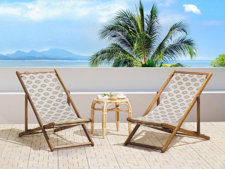 Produktbild Beliani Stoffbezug 2er Set für Gartenliegen ANZIO / AVELLINO Bohomuster sandbeige