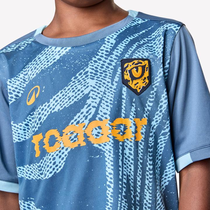Produktbild Kipsta Kinder Fussball Trikot kurzarm - VIRALTO Kids Roarrr Cheetah blau/grau (5, 6)