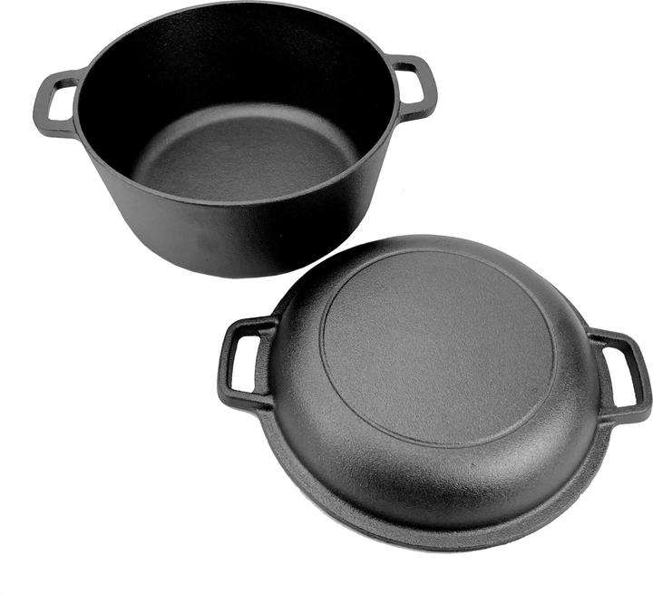 Produktbild All'Grill 2in1 Gusseisen Topf und Pfanne mit 2 Griffen Ø 20 cm (20 cm, Gusseisen)