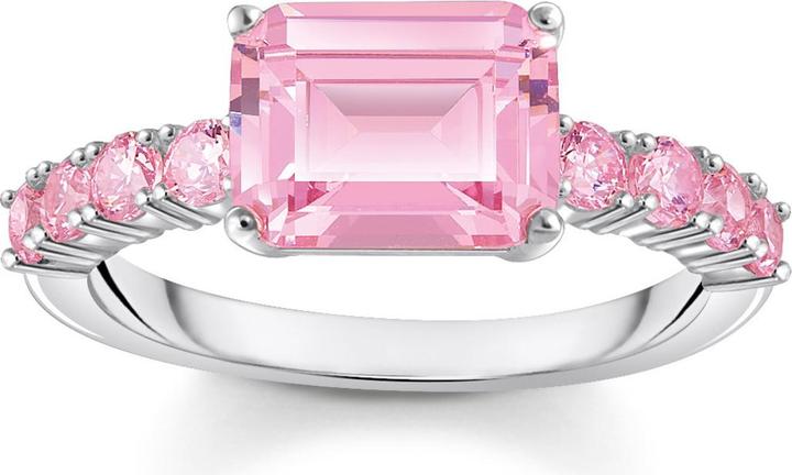 Actual product image Thomas Sabo Solitaire ring with pink-coloured stones silver (56, 925 Silver)