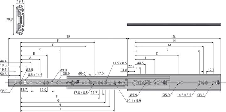 Actual product image Accuride Full extension ball bearing slides (heavy duty rail) 7957