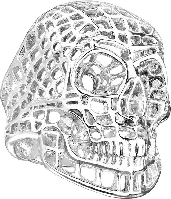 Produktbild Star Piercing Ring silber Totenkopf Netz (Titan G23, ohne Messing, Chirurgenstahl 316L)