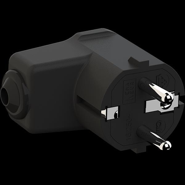 Image du produit Bachmann Fiche coudée de montage avec contact de protection, noire (CEE 7/7)