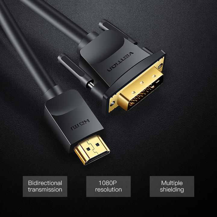 Immagine prodotto Vention Cavo da HDMI a DVI da 3 m ABFBI (nero) (3 m, HDMI)