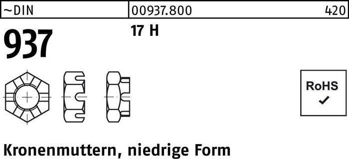 Image du produit Écrou à créneaux DIN 937 forme basse M 16 17 H