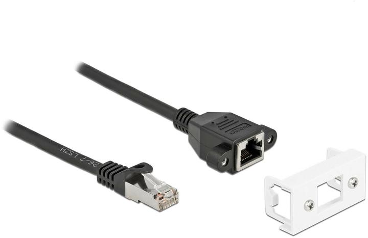Delock Netzwerk Verlängerungskabel für Easy 45 Modul S/FTP RJ45 Stecker zu RJ45 Buchse Cat.6A 50 cm schwarz (S/FTP, CAT6a, 0.50 m)