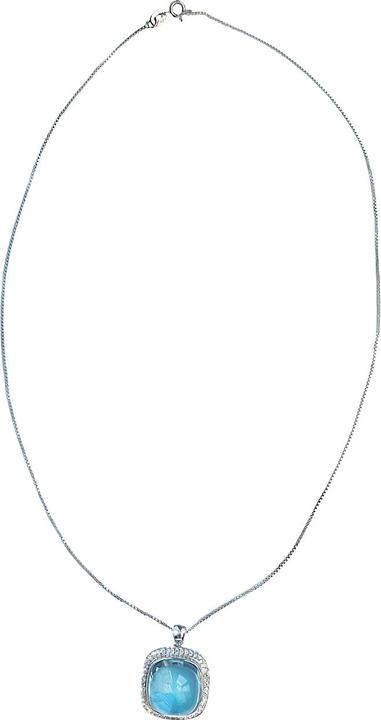 Actual product image Xen Pendant with chain blue topaz cushion cabochon 45 cm 925 silver (925 Sterling silver, 45 cm)