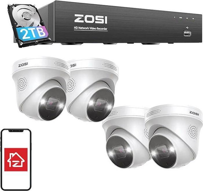 Actual product image Zosi IP Camera C225 4 pcs WiFi 5MP + NVR 8ch + 2TB HDD (3840 x 2160 pixels)