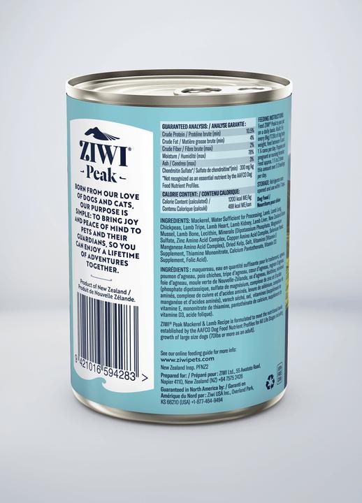 Nutritional values and ingredients Magni Ziwipeak - Mackerel & lamb recipe, wet food 390 gr. - (zp034) (Adult, 1 pcs., 390 g)