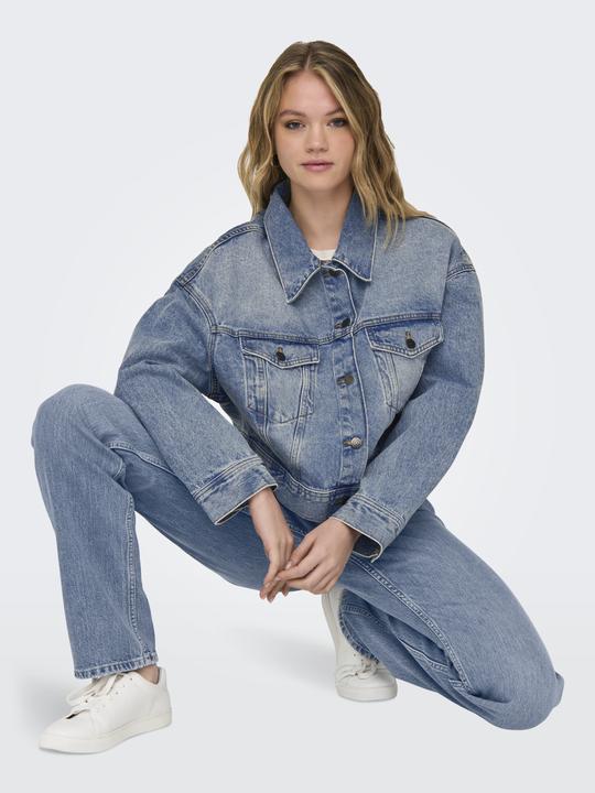 Actual product image Only Fly-away collar Low shoulder jacket Denim jacket (S)