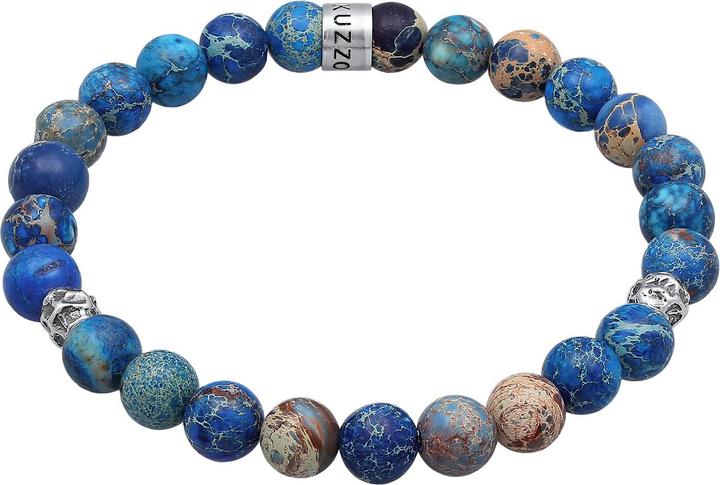 Produktbild Kuzzoi Armband Herren Achat Perlen Blau Beads 925 Silber (21 cm, Plastik, 925er Sterling Silber, Achat)