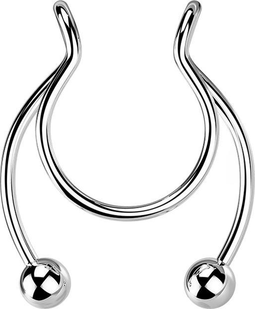 Immagine prodotto Star Piercing Fake Clip silber Circular Barbell mit zwei Kugeln (Acciaio chirurgico 316L)