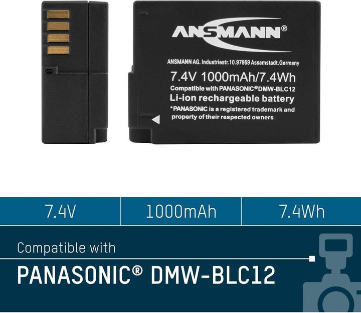 Actual product image Ansmann A-Pan DMW-BLC12 1000mAh 7,4V (Rechargeable battery)