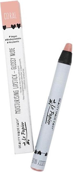 Le Papier Nude Moisturising Vegan Glossy Lipstick Coral 6g (Coral)