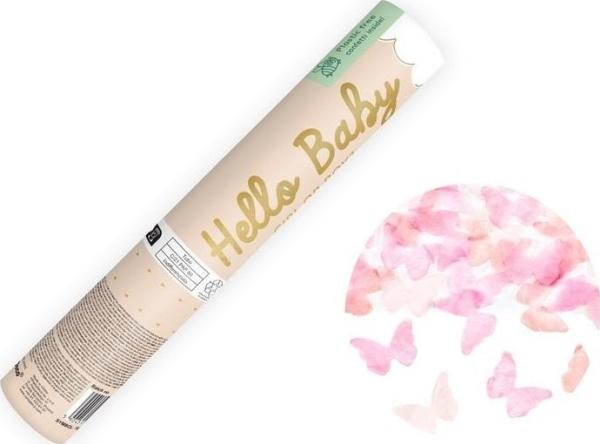 Immagine prodotto Partydeco Cannone di coriandoli Gender Reveal con farfalle rosa (Ragazza)