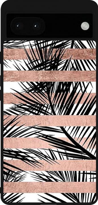 Actual product image PhoneLook Cover Silicone black Palm trees gold stripes (Google Pixel 6a)