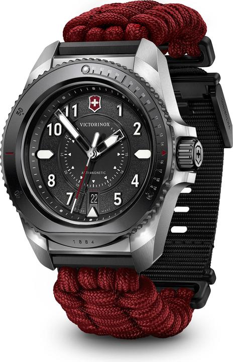 Victorinox Journey 1884 Quartz Three hands Steel & Aluminum, Taucheruhr, 43 mm, Ziffernblatt Schwarz, Paracord (Taucheruhr, 43 mm)