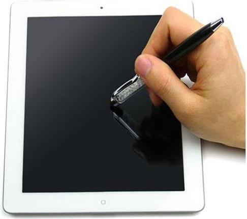 Produktbild Hermex 2in1 Touch Pen + Stylus Kugelschreiber Stift für alle Smartphones und Tablets - Schwarz